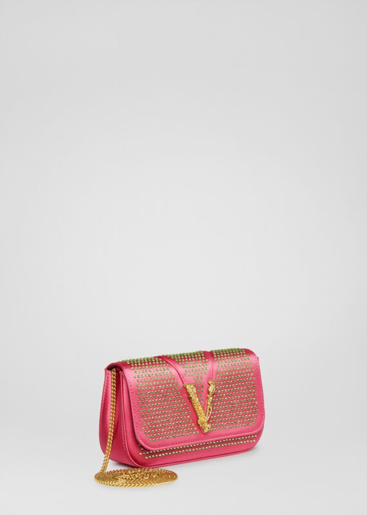 Versace Virtus Embellished Evening Bag Evening Bags γυναικεια ροζ | XV9XCCZ