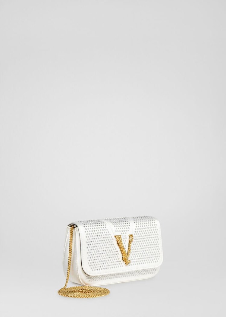 Versace Virtus Embellished Evening Bags γυναικεια ασπρα | BB1DFKA