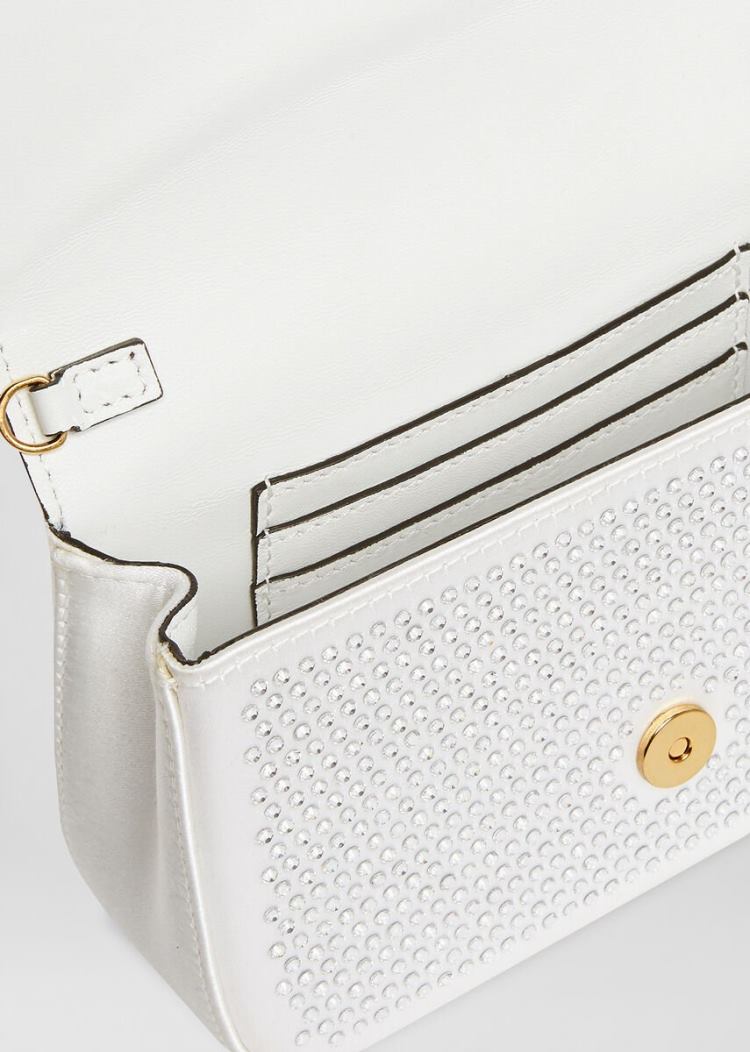 Versace Virtus Embellished Evening Bags γυναικεια ασπρα | BB1DFKA