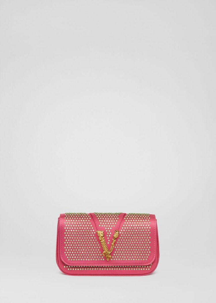 Versace Virtus Embellished Evening Bags γυναικεια ροζ | V5WIWEW