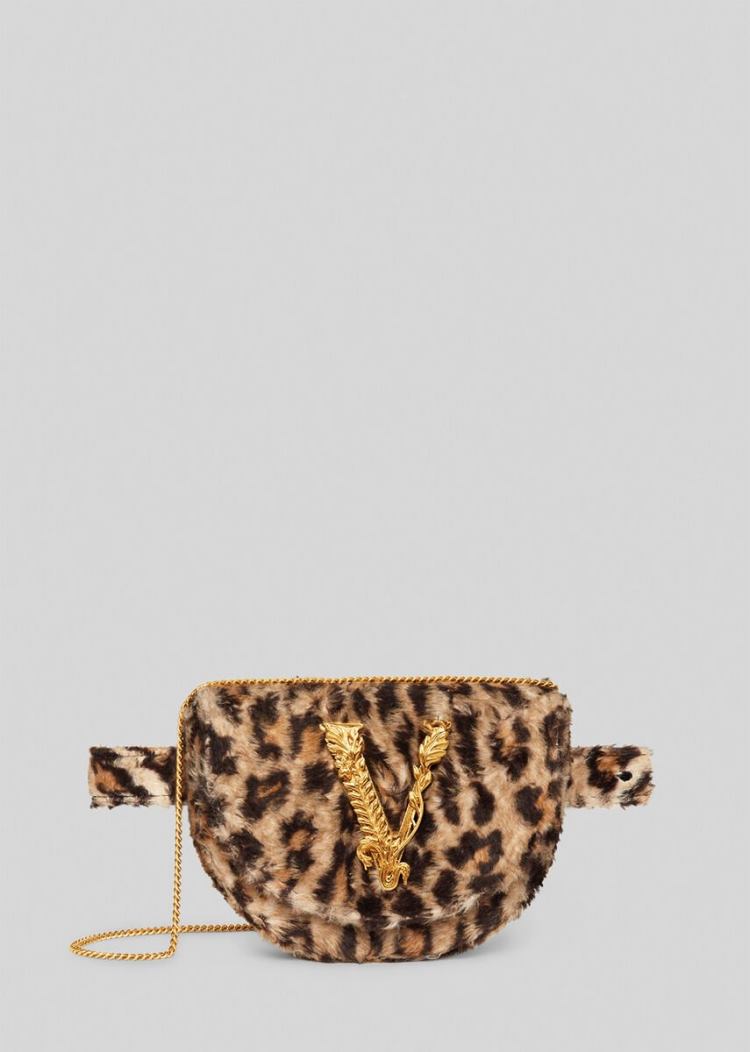Versace Virtus Faux Fur Belt Bag Τσαντα Μεσησ γυναικεια λεοπαρ | 7RUJAGH