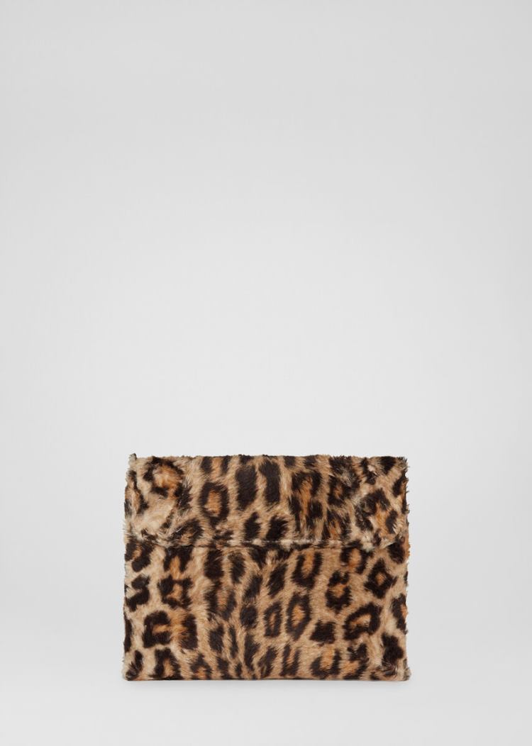 Versace Virtus Faux Fur Clutch Virtus Bag γυναικεια λεοπαρ | 9L5GOM7