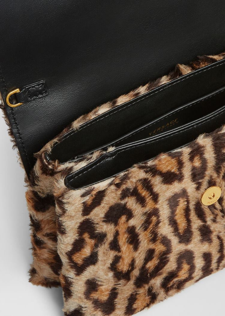 Versace Virtus Faux Fur Clutch Virtus Bag γυναικεια λεοπαρ | 9L5GOM7