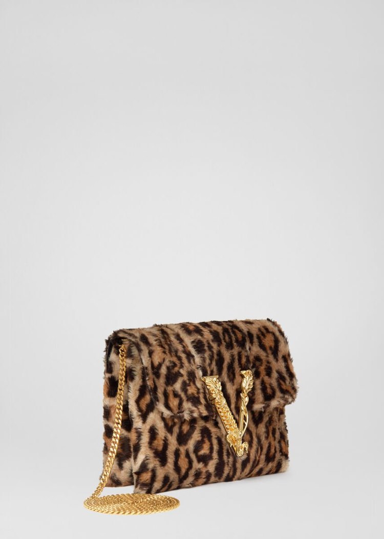 Versace Virtus Faux Fur Clutch τσάντα clutch γυναικεια λεοπαρ | 0KMBX3L