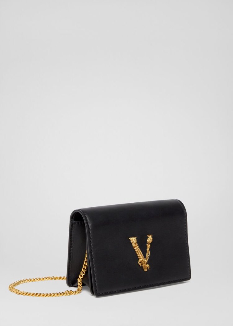 Versace Virtus Mini Chain Wallet πορτοφολια γυναικεια μαυρα | 4D96VCL
