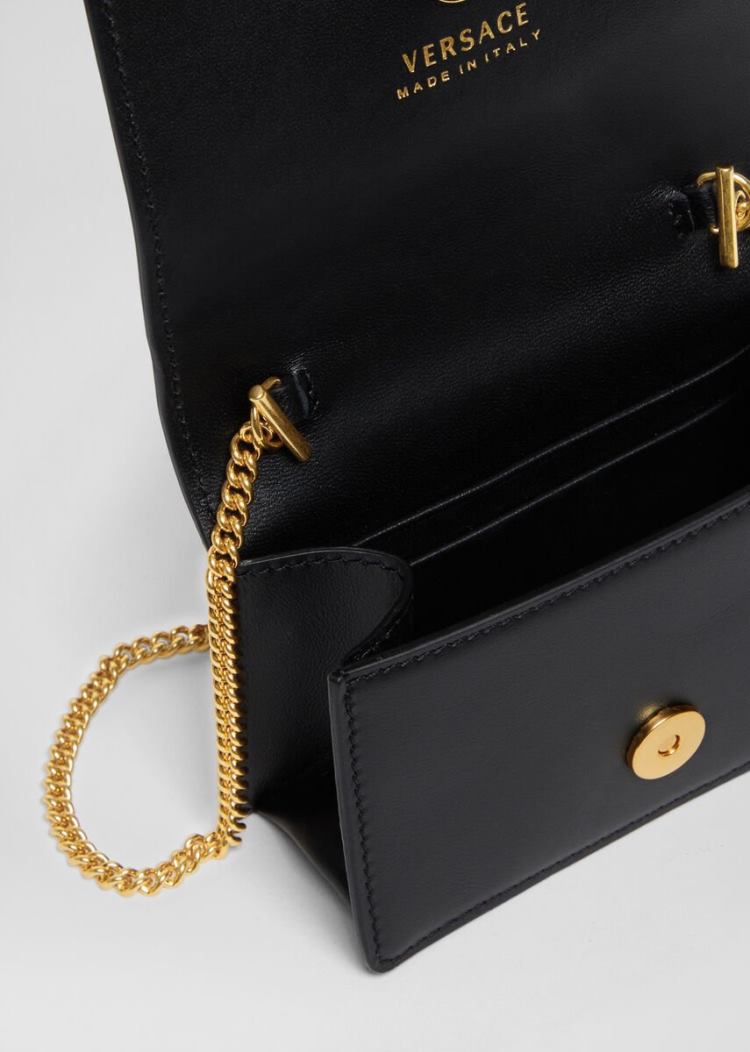 Versace Virtus Mini Chain Wallet πορτοφολια γυναικεια μαυρα | 4D96VCL