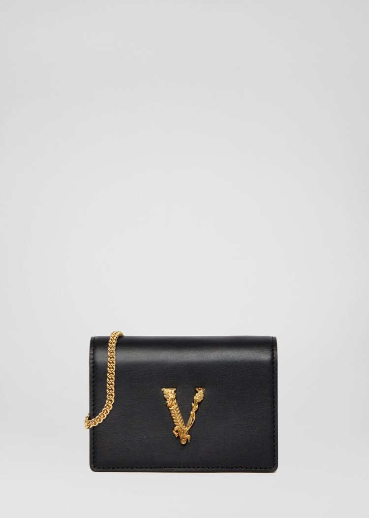 Versace Virtus Mini Chain Wallet πορτοφολια γυναικεια μαυρα | 4D96VCL