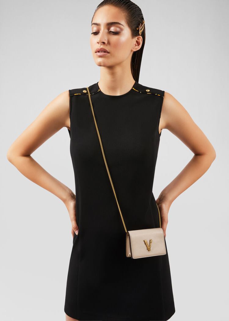 Versace Virtus Mini Chain Wallet πορτοφολια γυναικεια ροζ | OJ35UY1