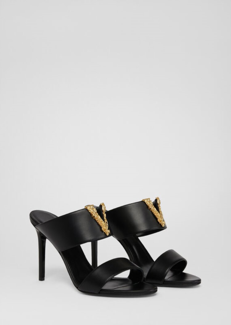 Versace Virtus Mules σανδαλια γυναικεια μαυρα | ZEGATKN