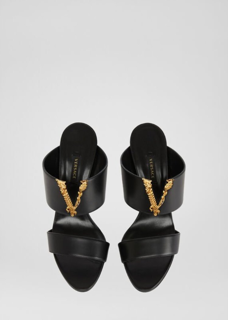 Versace Virtus Mules σανδαλια γυναικεια μαυρα | ZEGATKN