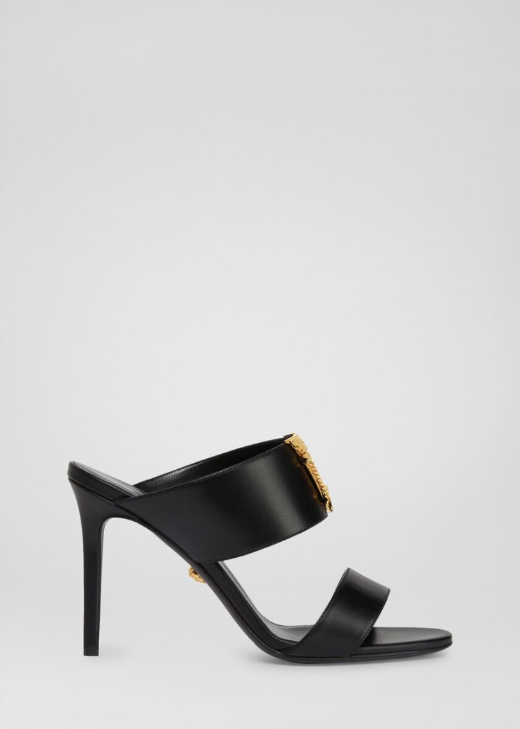 Versace Virtus Mules σανδαλια γυναικεια μαυρα | ZEGATKN