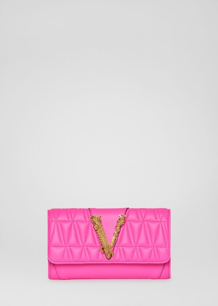 Versace Virtus Quilted Chain Wallet πορτοφολια γυναικεια ροζ | 2JKR3BU