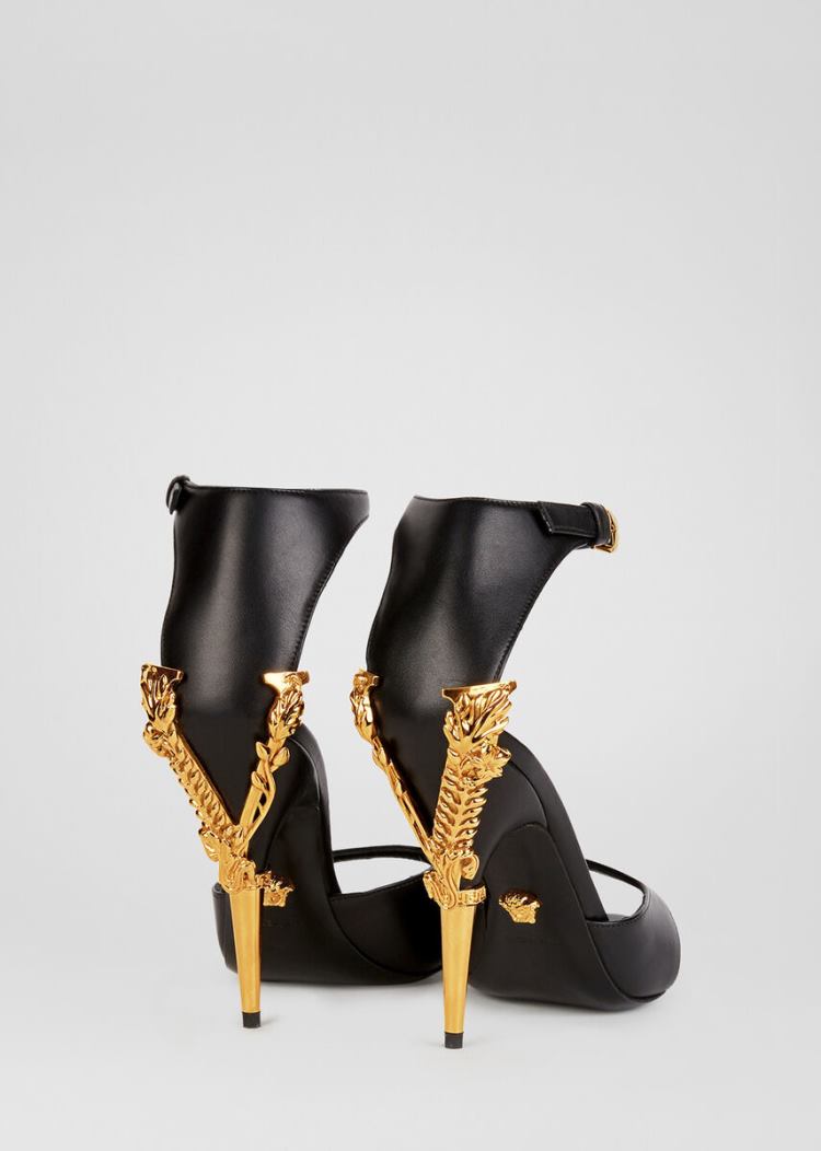 Versace Virtus Sandals σανδαλια γυναικεια μαυρα | UDE2RQP