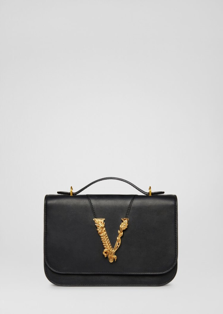 Versace Virtus Shoulder Bag Virtus Bag γυναικεια μαυρα | R9WN9U4