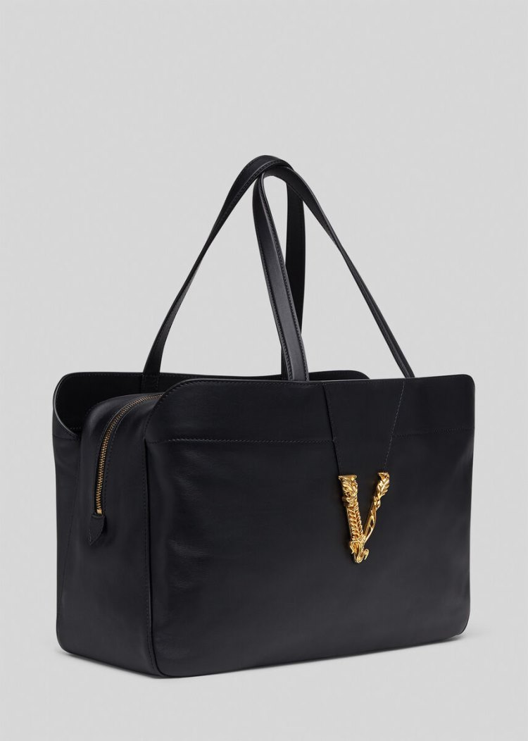 Versace Virtus Tote Bag Virtus Bag γυναικεια μαυρα | Q6OSX71