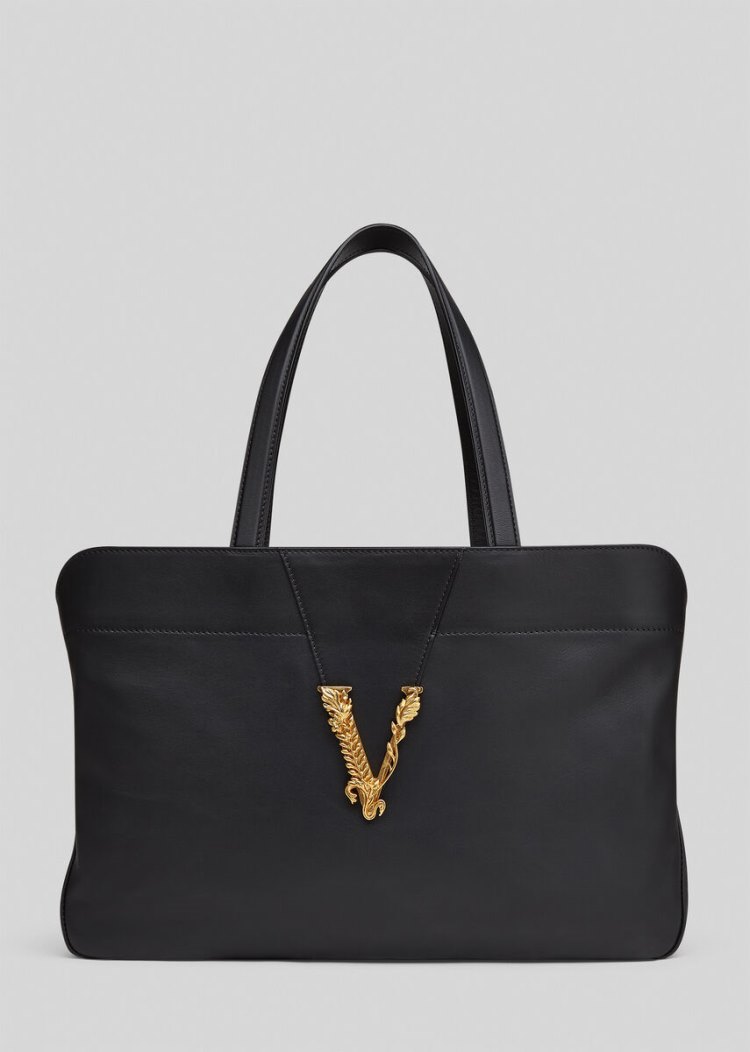 Versace Virtus Tote Bag Virtus Bag γυναικεια μαυρα | Q6OSX71