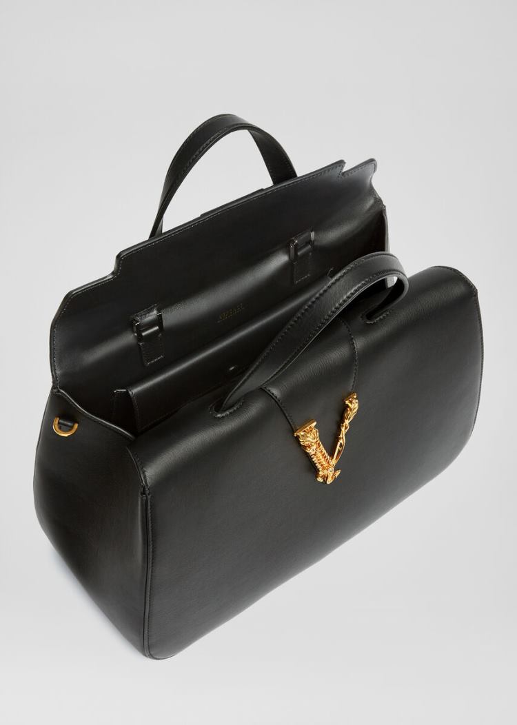 Versace Virtus Tote Bag Virtus Bag γυναικεια μαυρα | XLF7UBL
