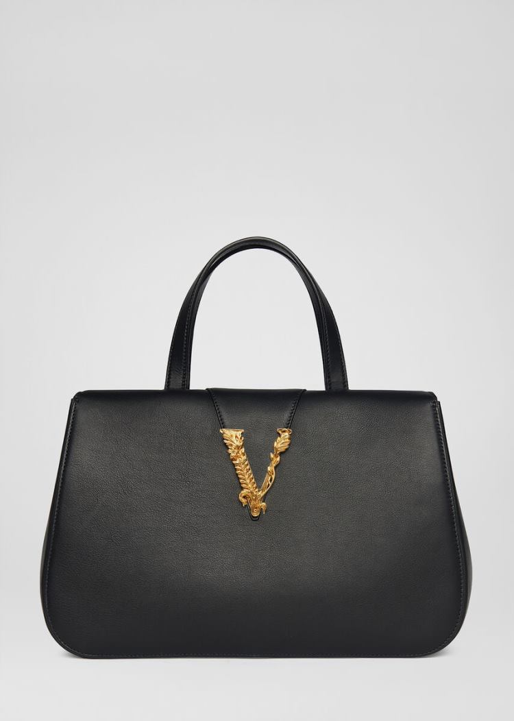 Versace Virtus Tote Bag Virtus Bag γυναικεια μαυρα | XLF7UBL