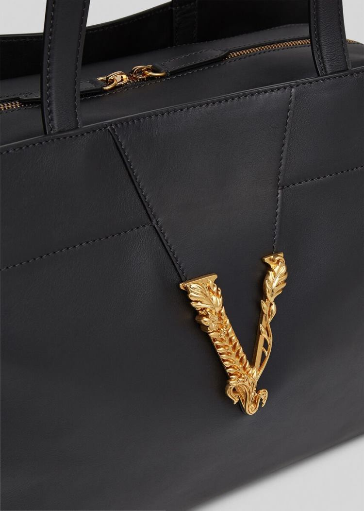 Versace Virtus Tote Bag τσάντεσ tote γυναικεια μαυρα | ISYXC1P