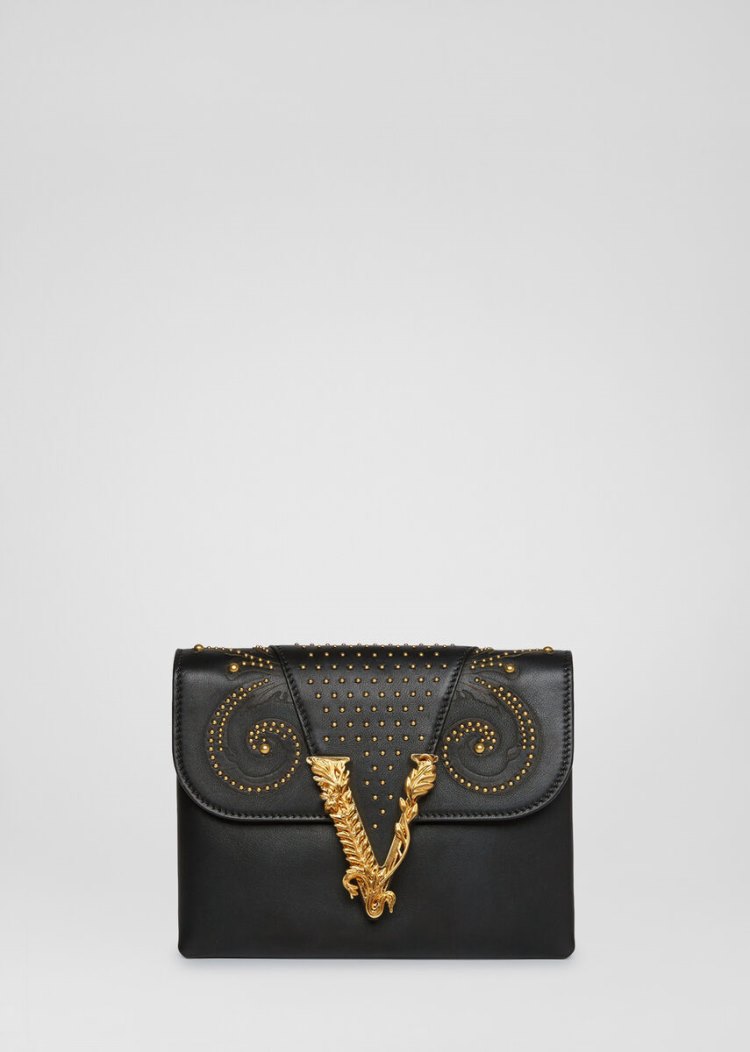 Versace Virtus Western Clutch Virtus Bag γυναικεια μαυρα | EMK9ONJ