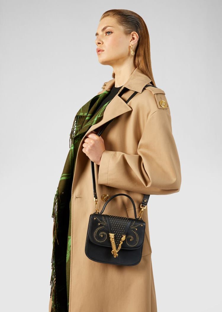 Versace Virtus Western Dual Carry Bag τσαντα χειροσ γυναικεια μαυρα | CYGEUZK