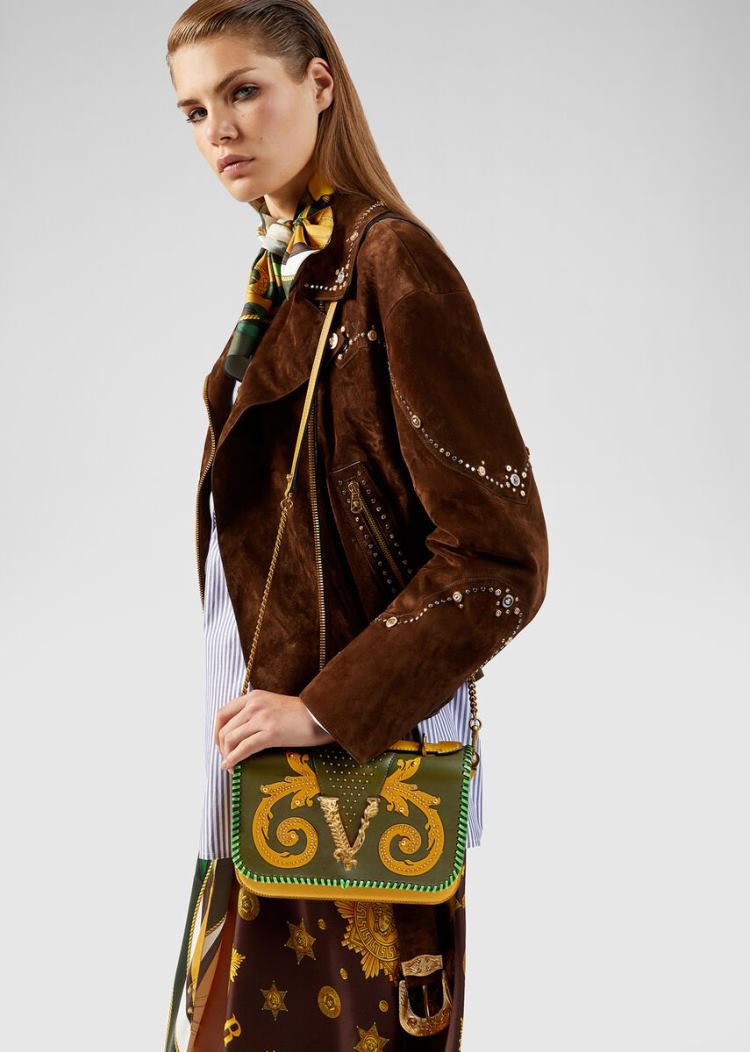 Versace Virtus Western Shoulder Bag τσάντεσ ώμου γυναικεια κίτρινα | J89074C