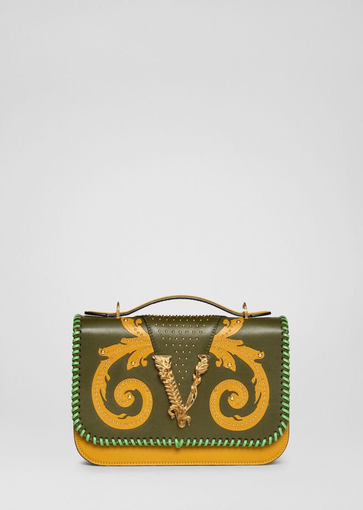 Versace Virtus Western Shoulder Bag τσάντεσ ώμου γυναικεια κίτρινα | J89074C