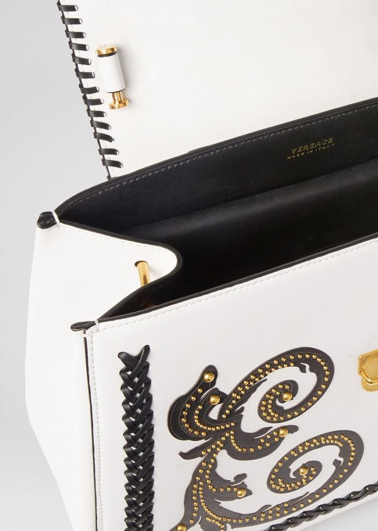 Versace Virtus Western Top Handle Bag Handle Bag γυναικεια ασπρα μαυρα | O551IA2