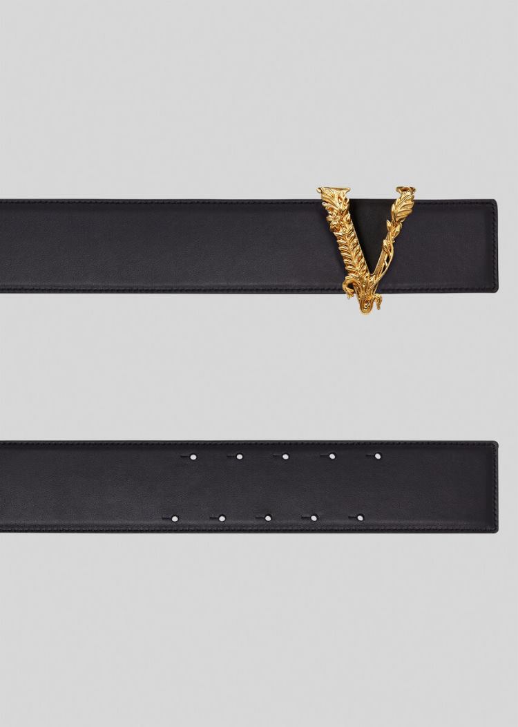 Versace Virtus δερματινα Belt ζωνη γυναικεια μαυρα | S7R84KG