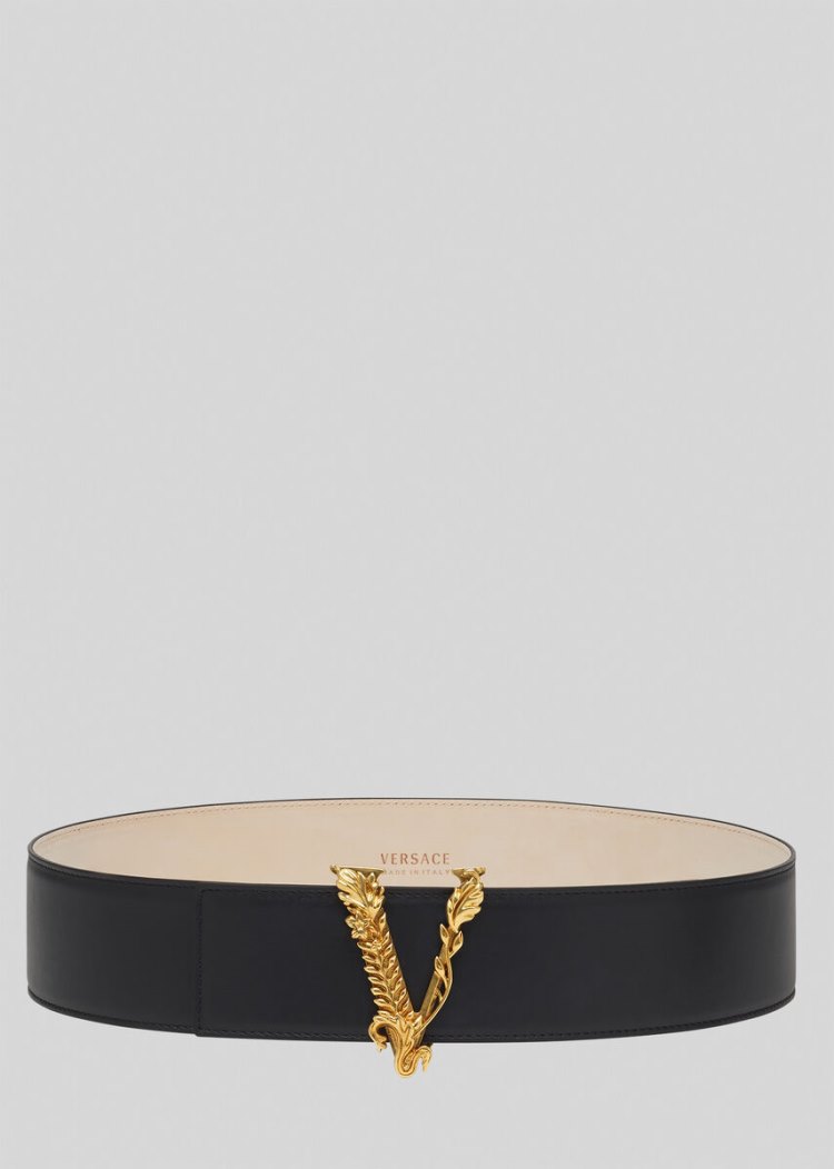 Versace Virtus δερματινα Belt ζωνη γυναικεια μαυρα | S7R84KG