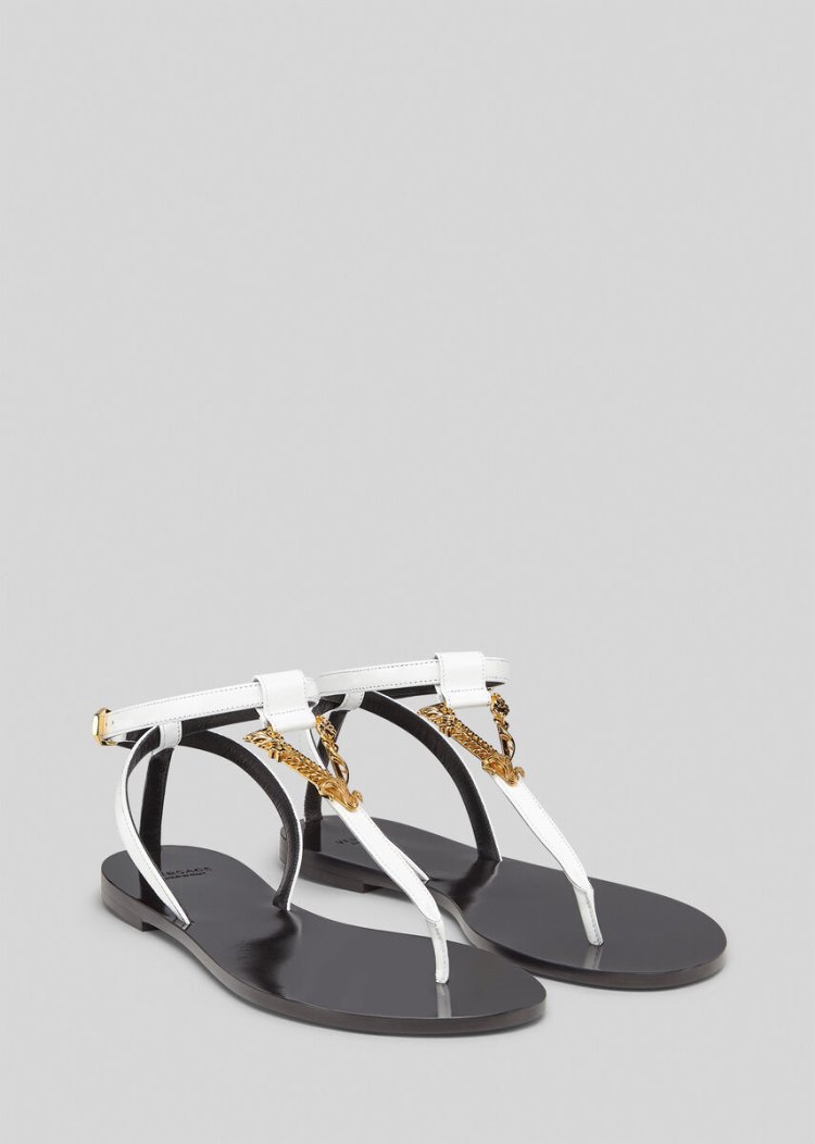 Versace Virtus φλατ Sandals σανδαλια γυναικεια ασπρα | JQOR1IG