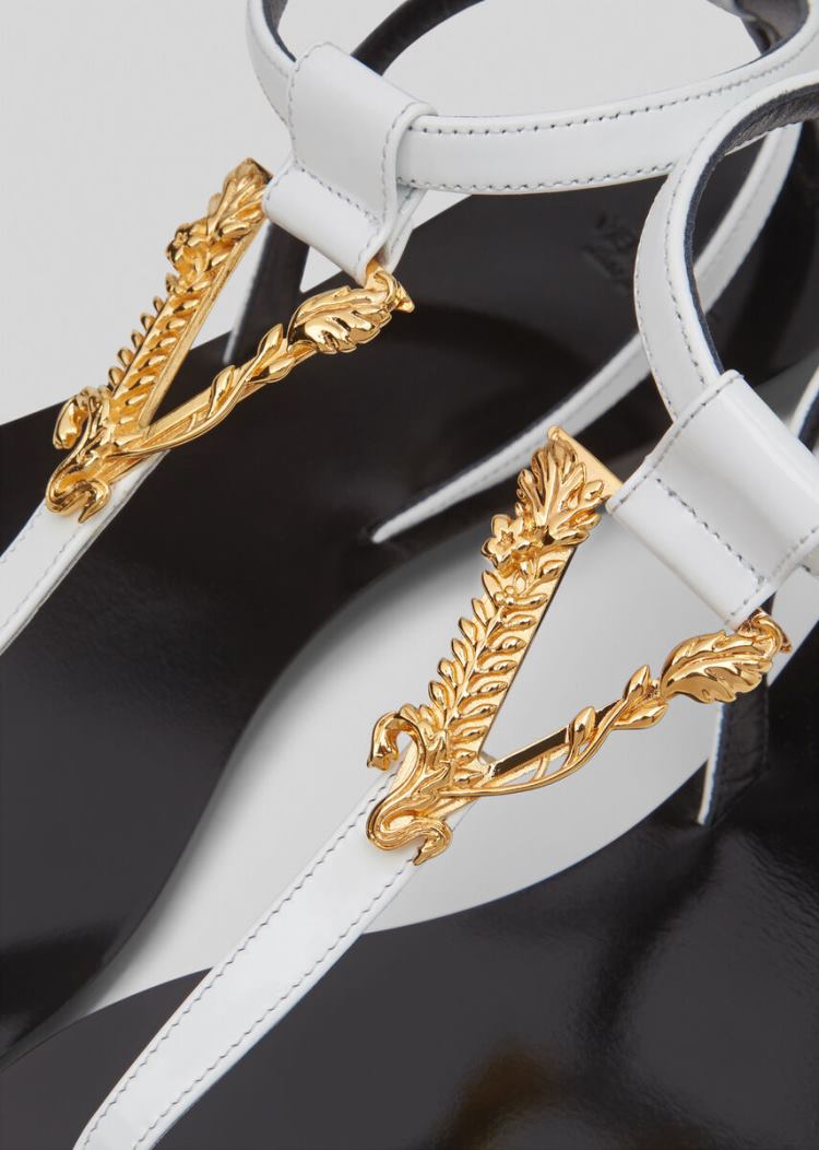 Versace Virtus φλατ Sandals σανδαλια γυναικεια ασπρα | JQOR1IG