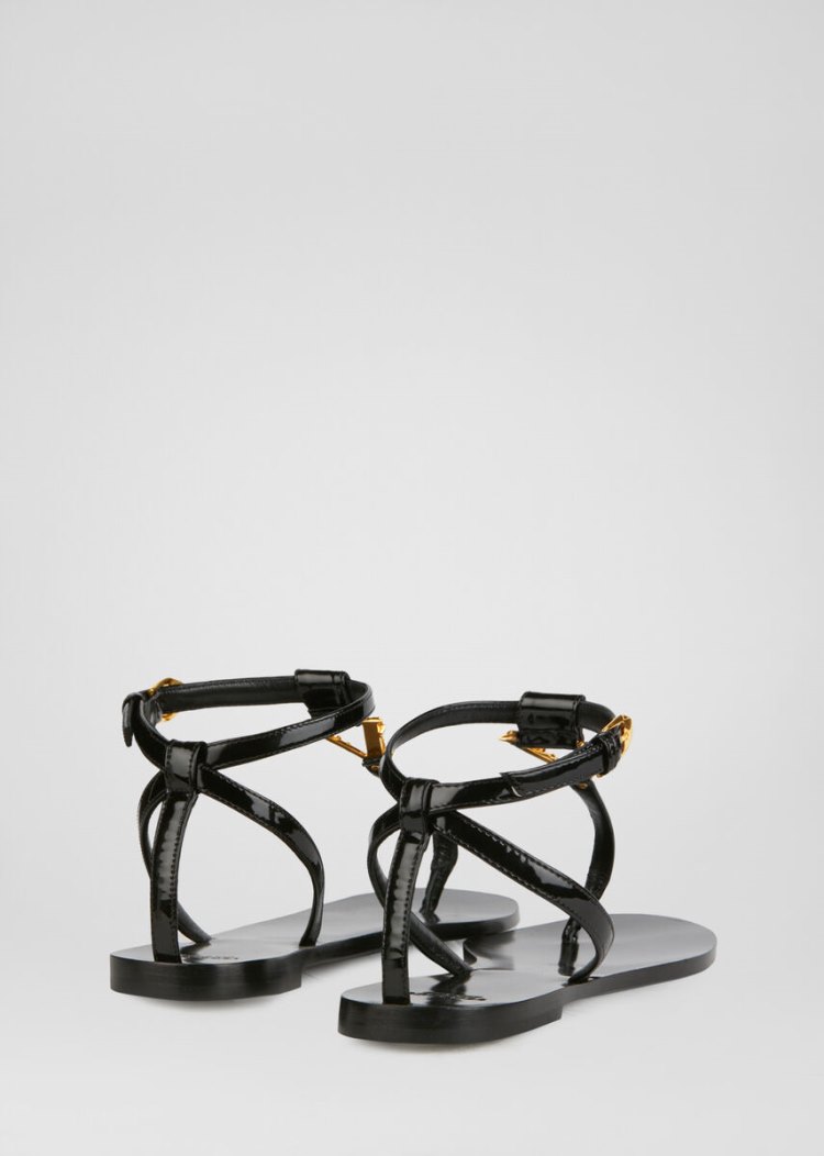 Versace Virtus φλατ Sandals σανδαλια γυναικεια μαυρα | OGZU73G
