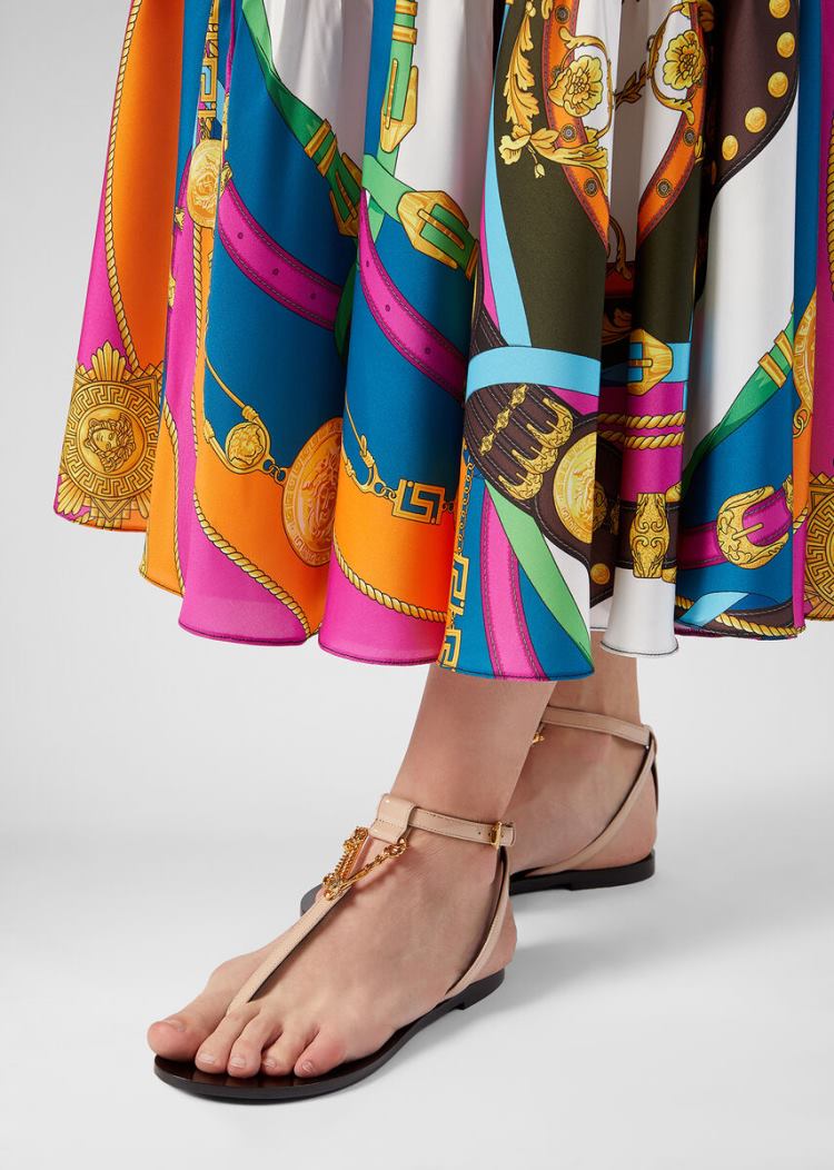 Versace Virtus φλατ Sandals σανδαλια γυναικεια Χακί | QRKPBBK