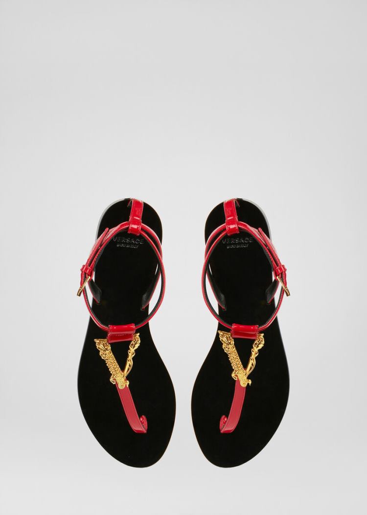 Versace Virtus φλατ Sandals σανδαλια γυναικεια κοκκινα | YSWL04G