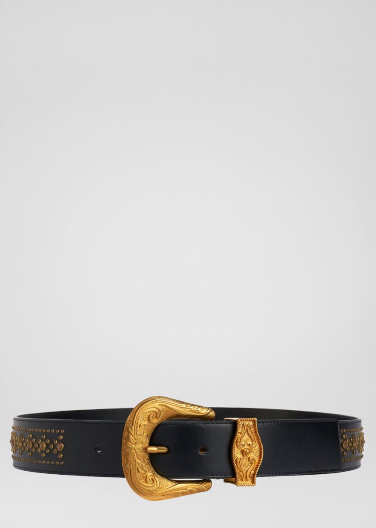 Versace Western Logo Belt ζωνη ανδρικα μαυρα | WCT2TV3