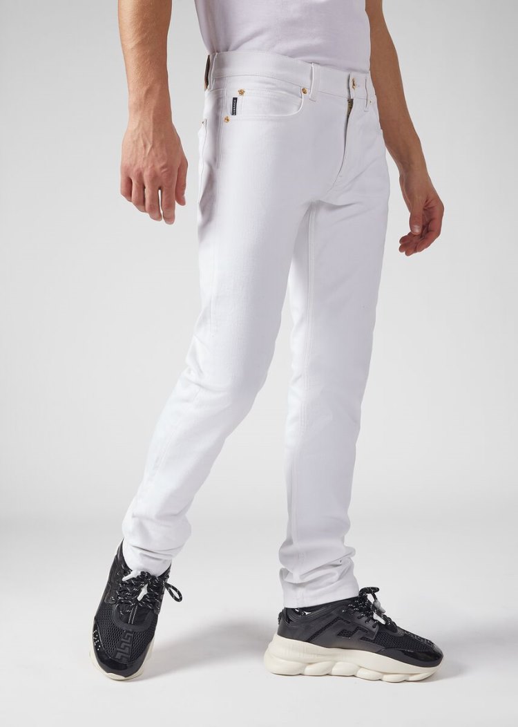 Versace White Jeans τζιν παντελονι ανδρικα ασπρα | PSQH30T