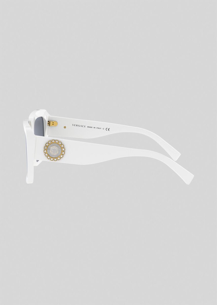 Versace White Medusa Crystal Jewel γυαλια ηλιου γυναικεια ασπρα | O8G5SMC