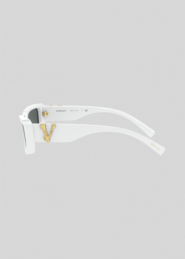 Versace White Virtus Rectangular γυαλια ηλιου γυναικεια ασπρα | C5PKD0V