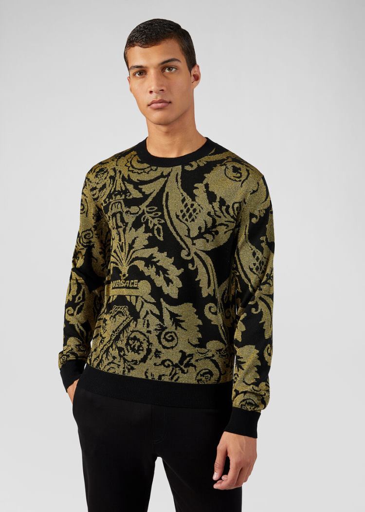 Versace Wool-Blend Barocco πουλοβερ Πουλόβερ ανδρικα λεοπαρ | HVM07JS