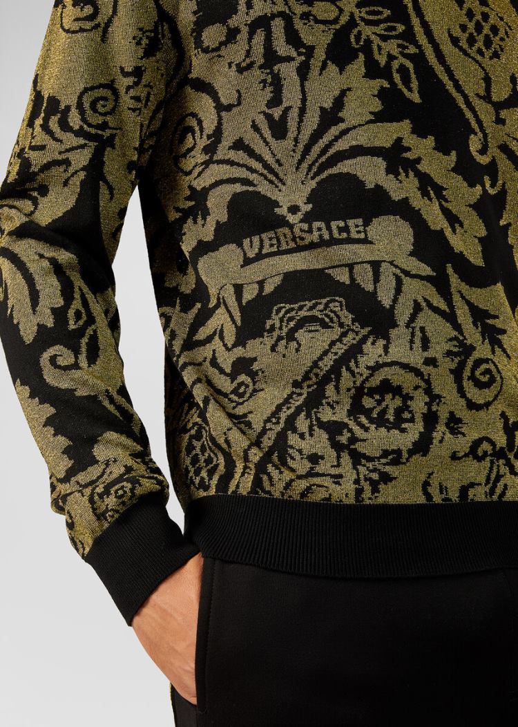Versace Wool-Blend Barocco πουλοβερ Πουλόβερ ανδρικα λεοπαρ | HVM07JS