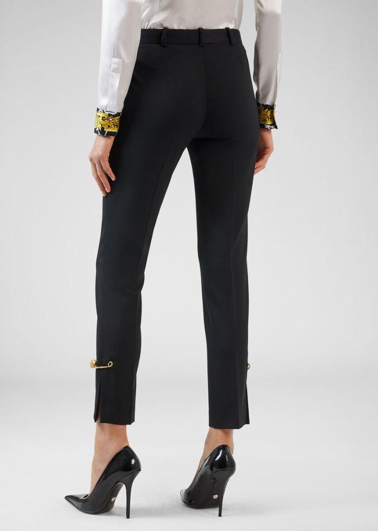 Versace Wool Formal Trousers παντελόνι γυναικεια μαυρα | 4YEAXHN
