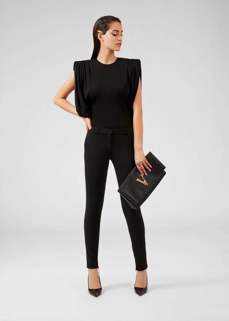 Versace Wool φορεμα Trousers παντελόνι γυναικεια μαυρα | BPIM8OF