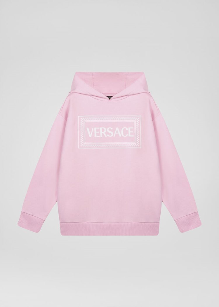 Versace Young 90s Vintage Logo Hoodie φουτερ με κουκουλα παιδικα ροζ | XXS4LRK