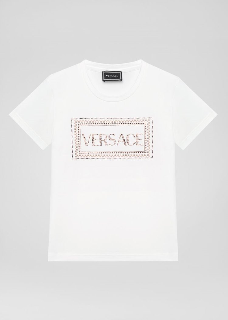 Versace Young 90s Vintage Logo T Shirt μπλουζακια παιδικα ασπρα | M67TBK5