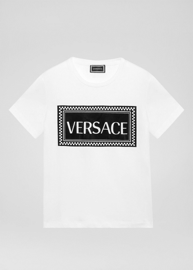 Versace Young 90s Vintage Logo T Shirt μπλουζακια παιδικα ασπρα | U54AZJM