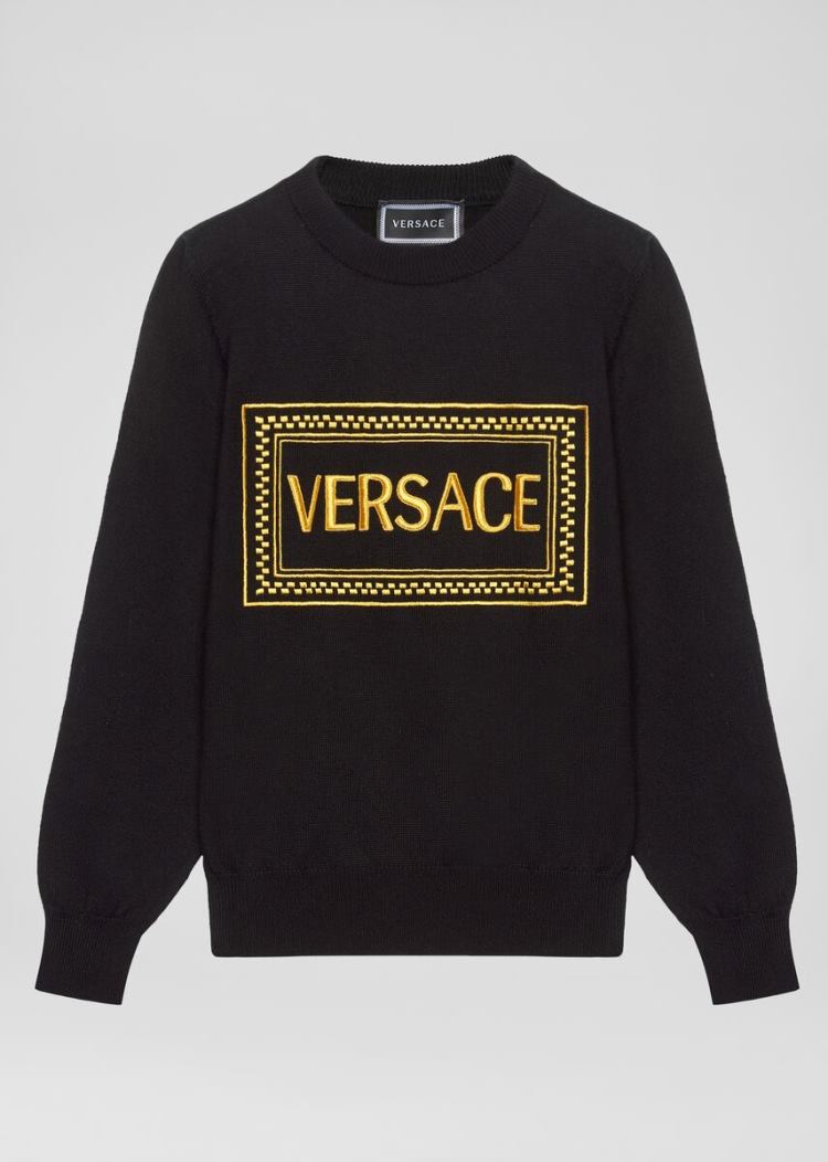 Versace Young 90s Vintage Logo πουλοβερ Πουλόβερ παιδικα μαυρα | HNWZ7LF
