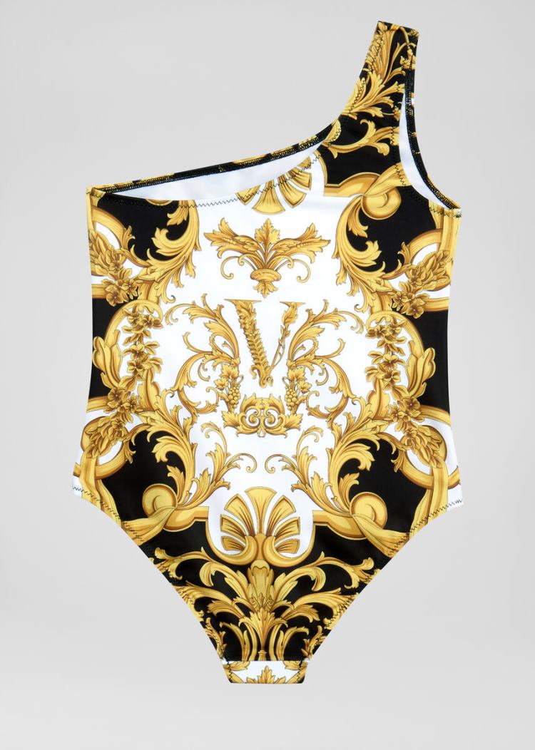 Versace Young Barocco Rodeo Print Asymmetric Swimsuit Μαγιό παιδικα Πολύχρωμο | EFRTXP5