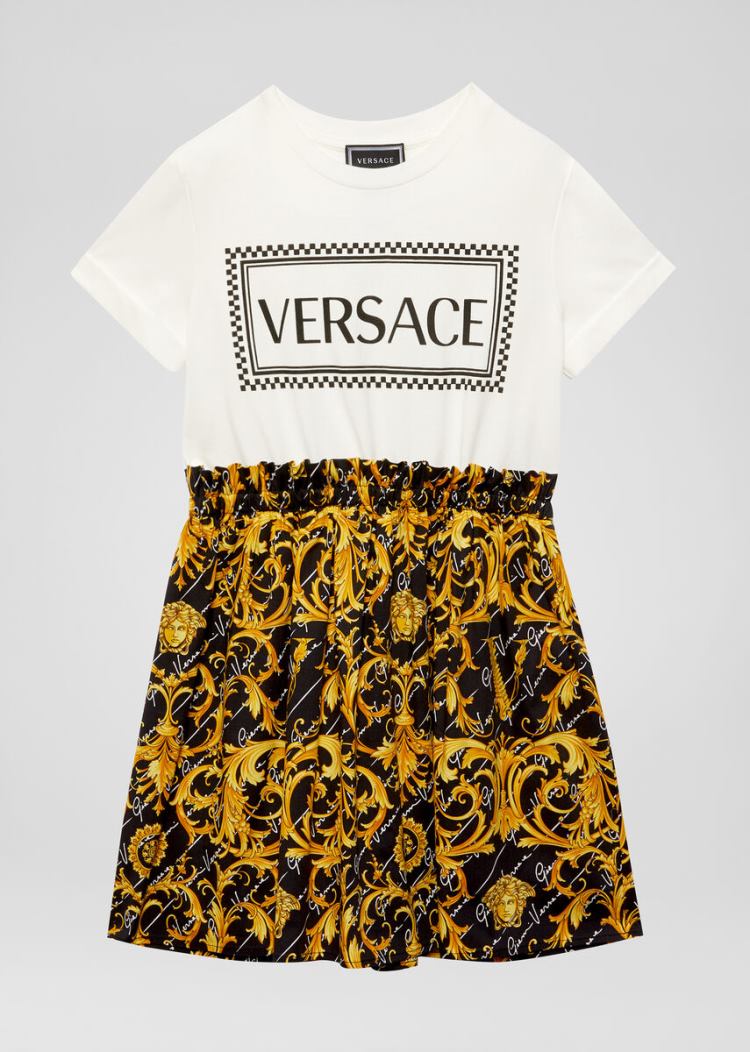 Versace Young Barocco Signature Print Logo φορεμα φορεμα παιδικα Πολύχρωμο | 4F1E76I