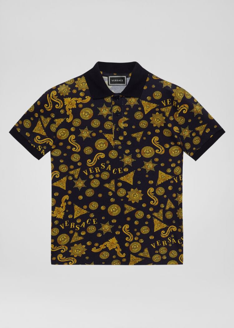 Versace Young Barocco Western Print Polo Shirt μπλουζακια πολο παιδικα Πολύχρωμο | NFMXP34